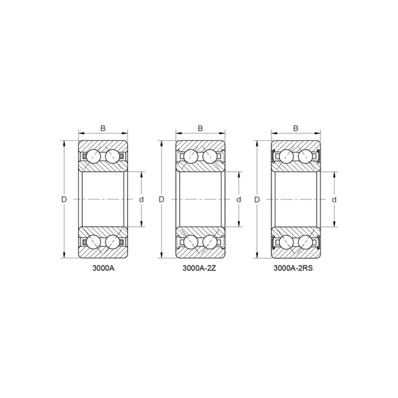 3000A-2RS Series Double Row Angular Contact Ball Bearings