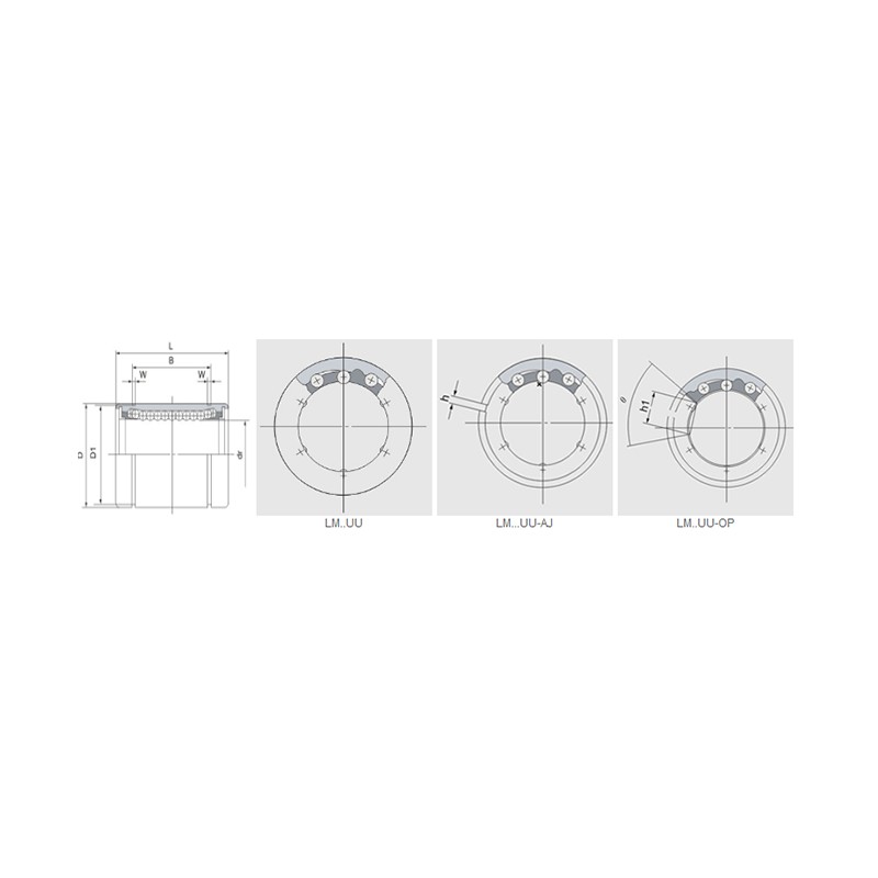 LM..UU-OP Series Automatic Transmission Open Linear Ball Bearing