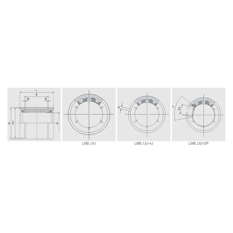 LMB...UU..AJ Series Automatic Transmission Adjustable Linear Ball Bearing